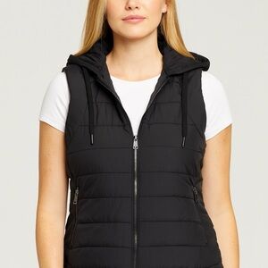 Bernardo Black Hooded Full Zip Puffer Vest Women’s Medium